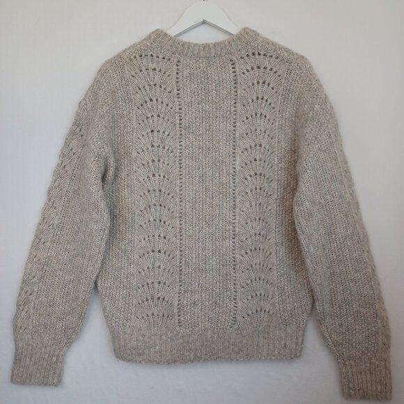 Rails Sweater Mara Teddy Crew Neck Pullover Alpaca Wool Blend Pointelle Knit Med - Picture 3 of 10